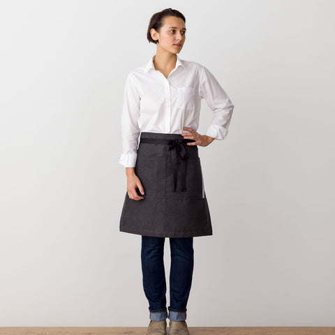 Bistro Middly Apron Charcoal with Black Straps, 25