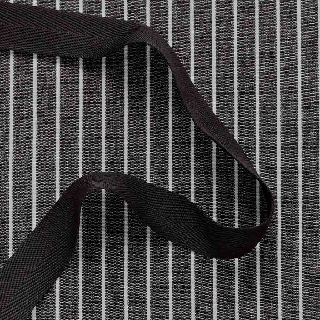 XL Grand Bib Apron, Charcoal Black with White Stripes, Black Straps, NO Pockets, 37"W x 37"L