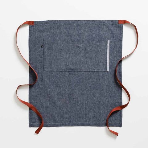 Bistro Longy Apron Blue Denim with Red Straps, 25
