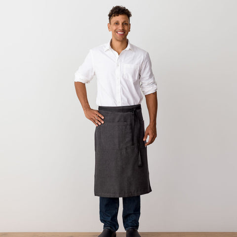 Bistro Longy Apron Charcoal with Black Straps, 25