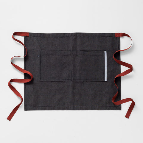 Bistro Middly Apron Charcoal Black with Red Straps, 25
